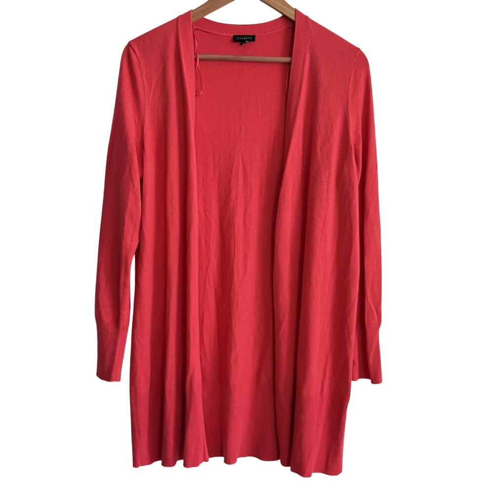 Talbots Cardigan Womens M NWT Pink Open Lightweight Round Neck Knit Sweater